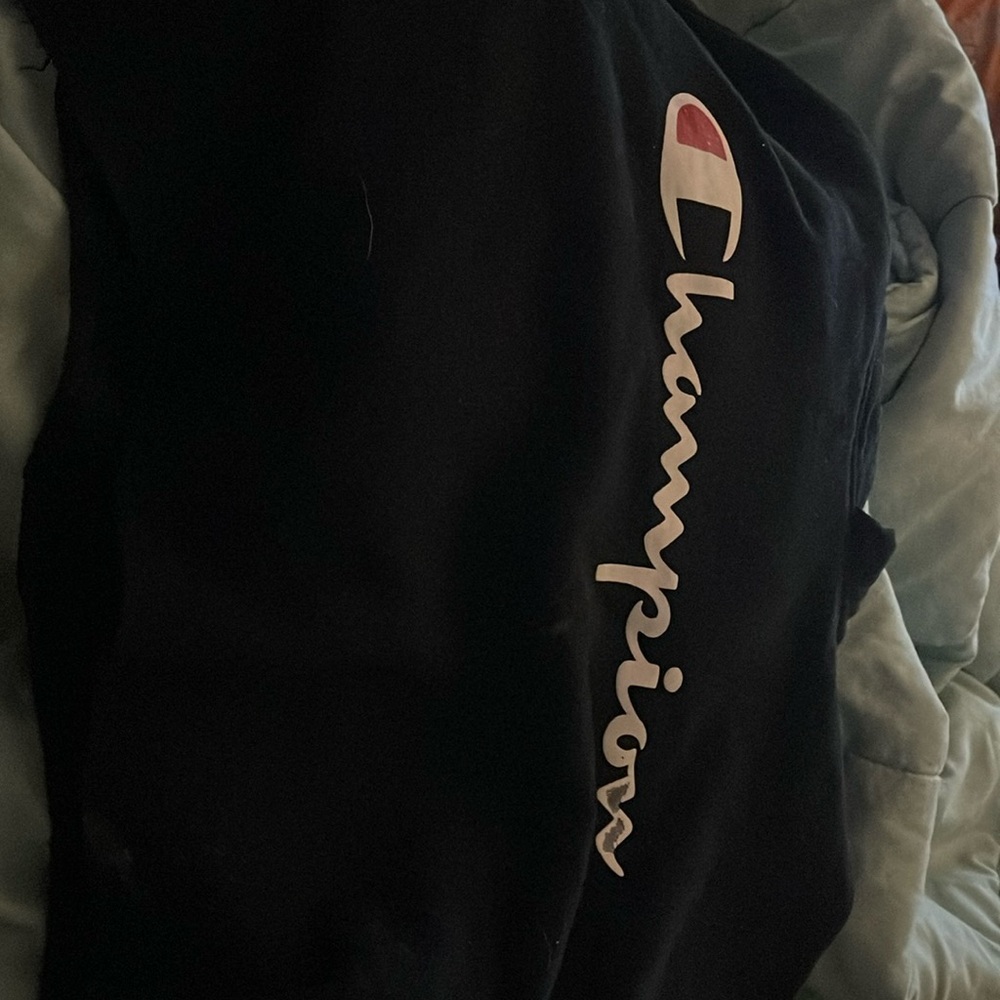 Croped champion hoodie size 1 has a little bit of peeling and some staining